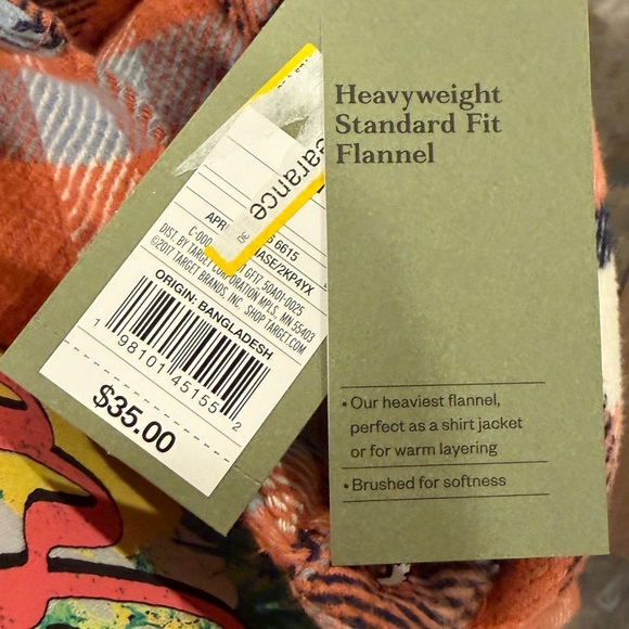 NWT Goodfellow & Co. Button Down Heavy Weight Plaid Orange/Blue Shirt - Size M - Picture 5 of 6